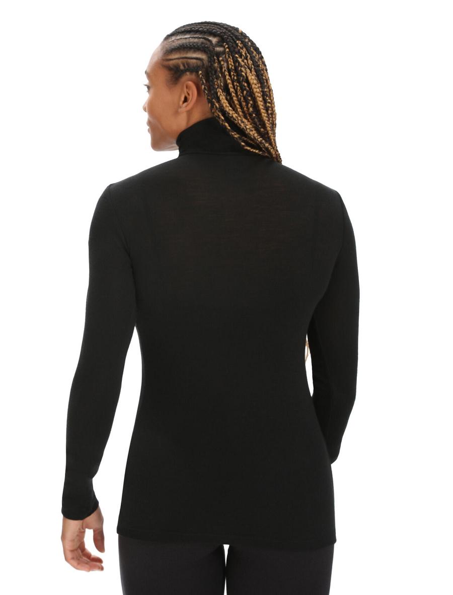 Black Women's Icebreaker Merino 175 Everyday Long Sleeve Half Zip Thermal Top Base Layers | USA 1863FDNM